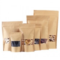 Custom printed kraft paper zip lock bag with plastic window