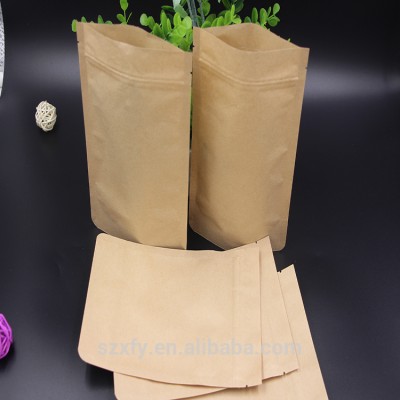 High Quality Custom Size Kraft Paper Packaging Stand Up Zipper Bag For Food