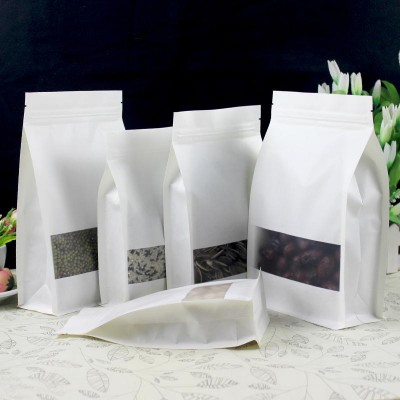 Customized Candy / Nuts / snacks / dried fruit / rice food packaging stand up kraft paper bag with window and zipper